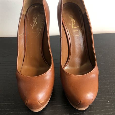 YSL Yves Saint Laurent Tribtoo 105 Nappa Cognac Brown 